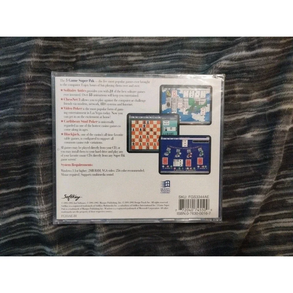 Softkey 5 Game Super Pak - Windows 3.1 CD-ROM - New & Sealed